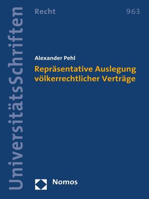 cover image of Repräsentative Auslegung völkerrechtlicher Verträge